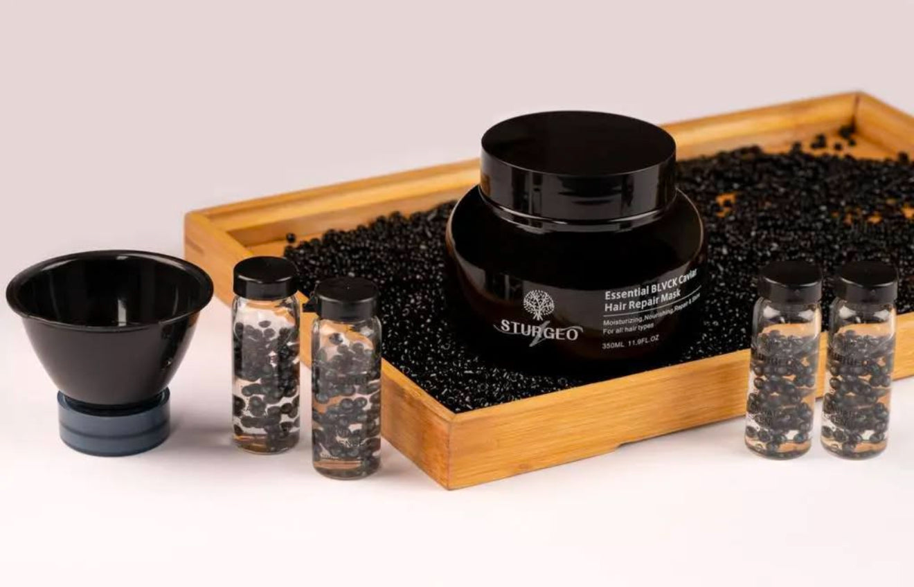 Sturgeon Essential Black Caviar Hair Repair Mask 350ml ماسك اصلاح الشعر بالكافيار الاسود